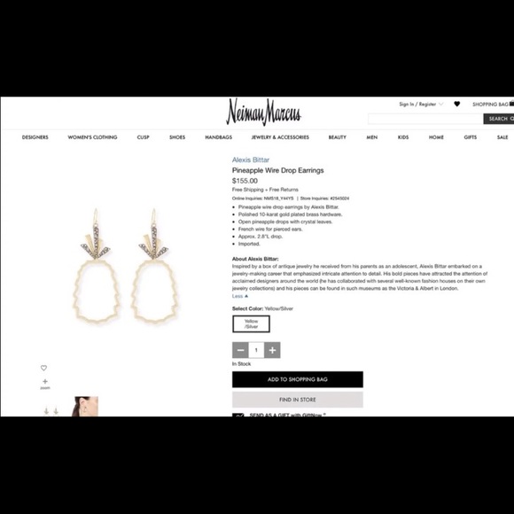 Alexis Bittar pineapple cut out drop earrings New - Picture 8 of 8